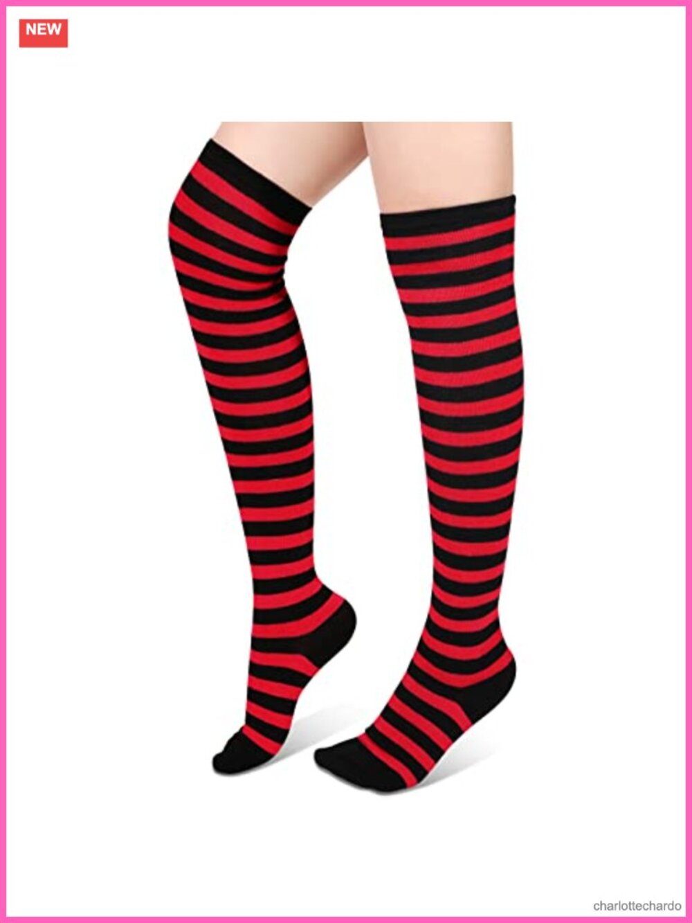 Striped Thigh High Socks Over Knee Long Socks Women Cotton Polyester Spandex